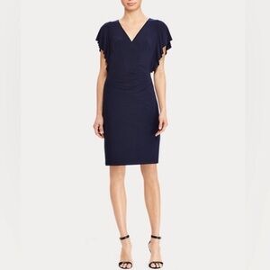 Lauren by Ralph Lauren Navy Blue Flutter Sleeve Dress - Size 2P